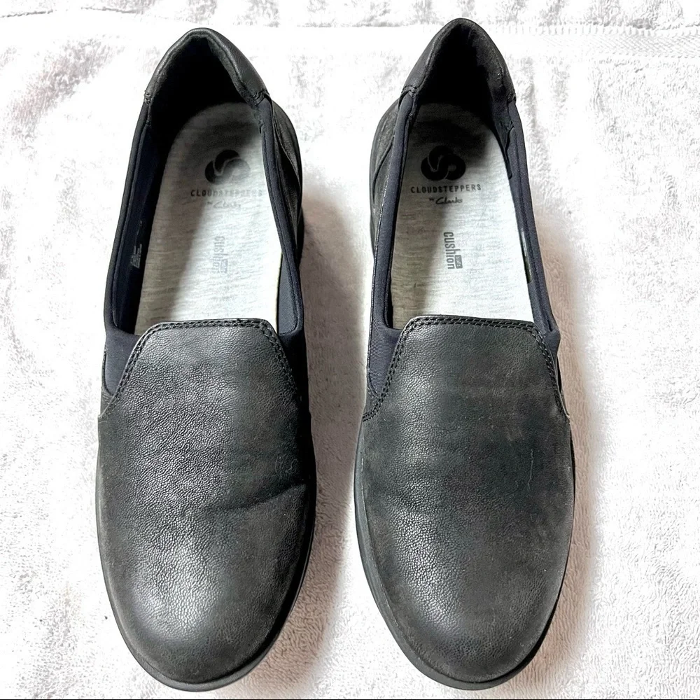 Clarks Cloudsteppers Women's Step Rose Moon Platform black leather size 8.5